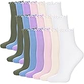 Chicingyou 18 Pairs Womens Ruffle Socks Bulk Cotton Soft Crew Frilly Ankle Socks Breathable Casual Costume