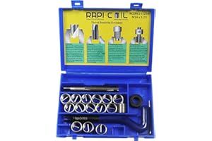 RAPI-COIL M14 x 1.25 Spark Plug Thread Repair Helicoil Kit, HSS M2 Tap, SS 304 Wire Inserts - Made in India