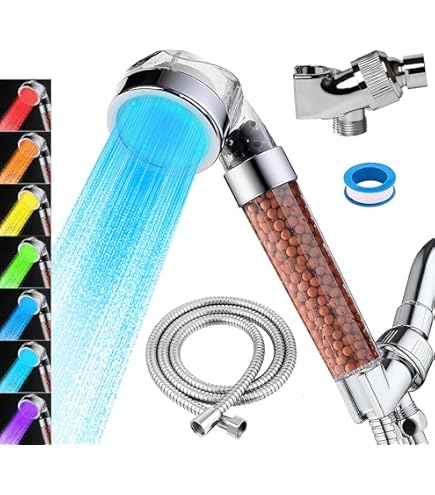 Framendino LED Color Changing Shower Head - 3 Spray Modes, Temperature Display, High Pressure