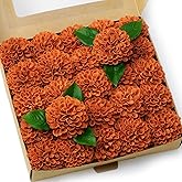 Piklado Artificial Wedding Cake Flowers Dahlia Flowers 25 pcs with Stem for DIY Wedding Decor Centerpieces Arrangements Bouquets (Orange)