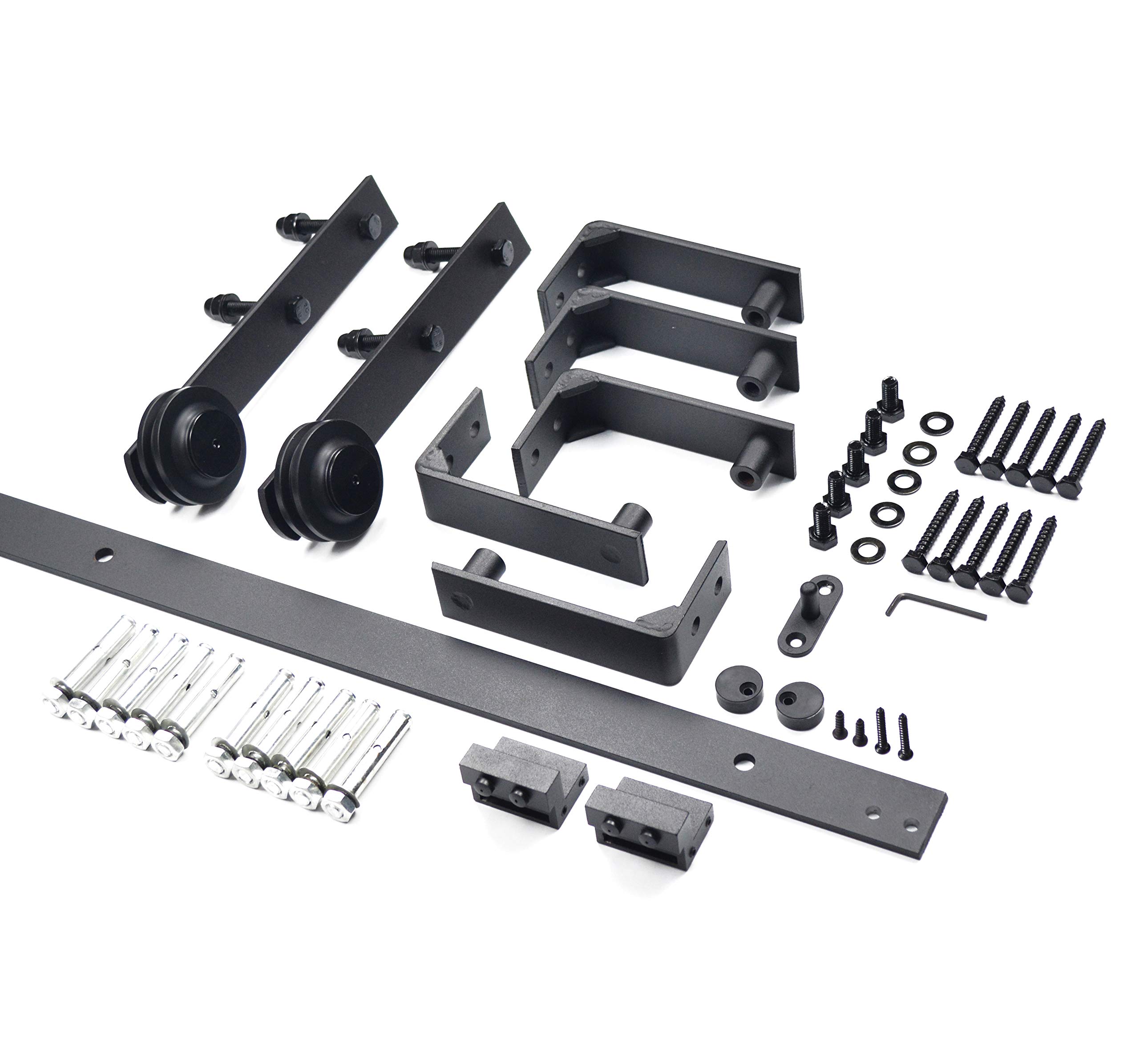 DIYHD 6FT Hardware Straight Roller Bracket Barn Door Track, Ceiling Mount kit