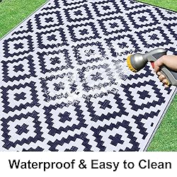 Smiry Waterproof Outdoor Rug 6x9 ft, Reversible