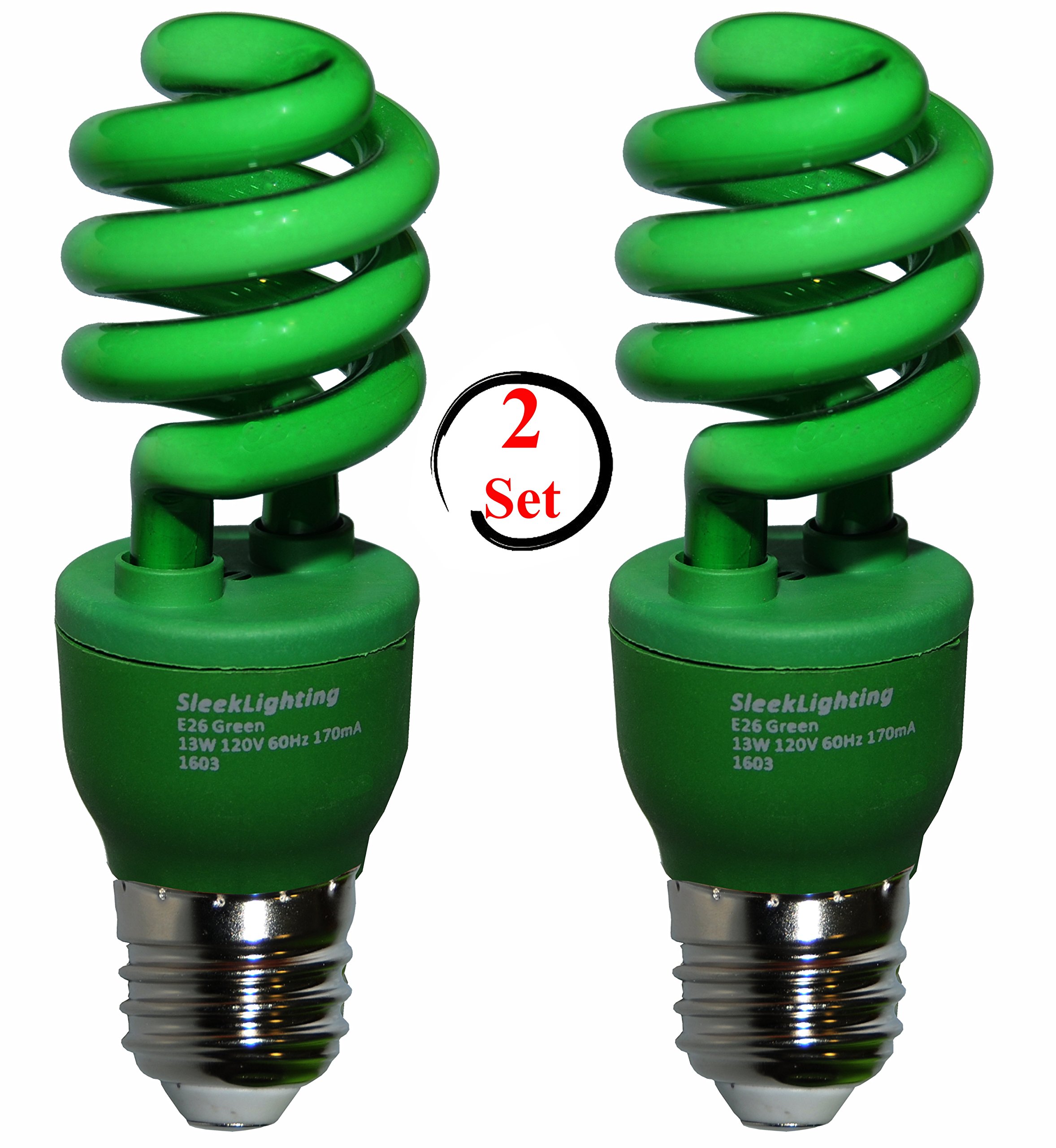 SleekLighting 13 Watt Green Spiral CFL Light Bulb 120Volt, E26 Medium