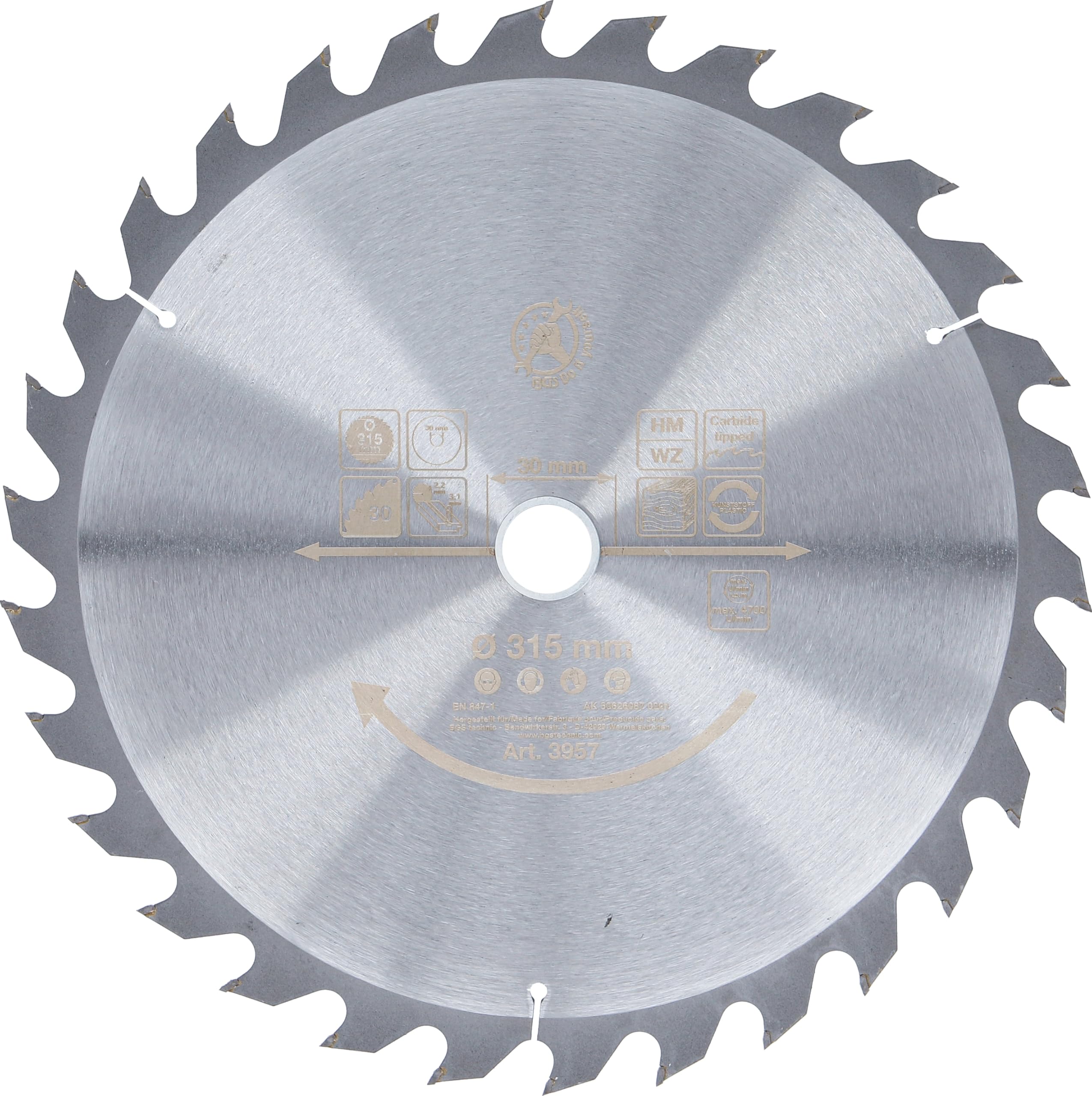 BGS Diy 3957 | Carbide Tipped Circular Saw Blade | Ø 315 x 30 x 3.0 mm | 30 teeth