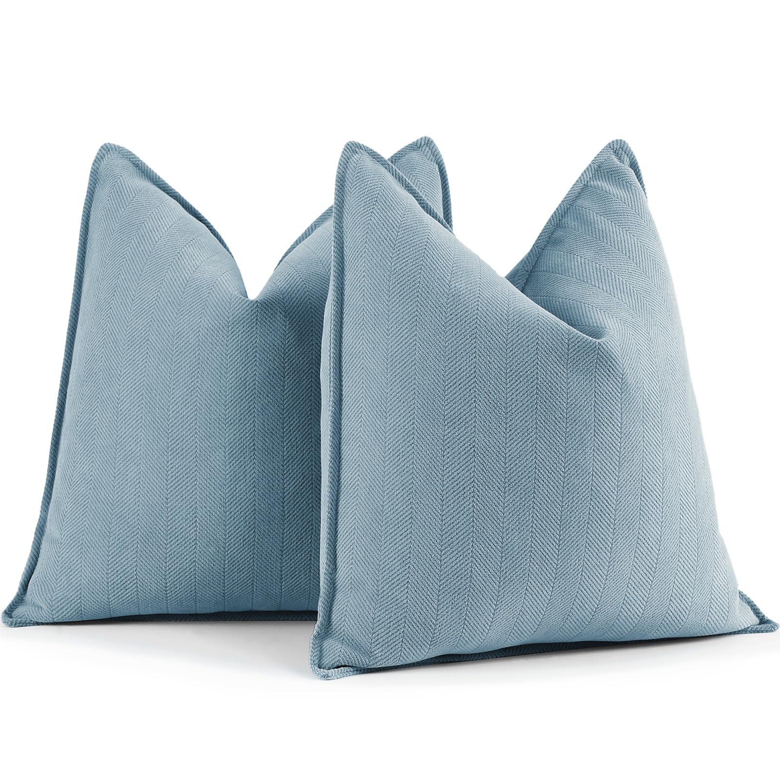 Photo 1 of ZWJD Throw Blue Pillow Covers 18x18 Set of 2 Chenille Pillow Covers with Elegant Design Soft and Luxurious Decorative Throw Pillows for Couch, Bed, and Home Decor, Light Blue