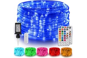 GWVOXM Gvwoxm 50FT 150 LED Rope Lights, 18 Colors with Timer, 5 Modes, Waterproof Plug-in Remote Control Camping String Lights for Outside, Camping, Classroom, Party, Festival Decoration Light Strings
