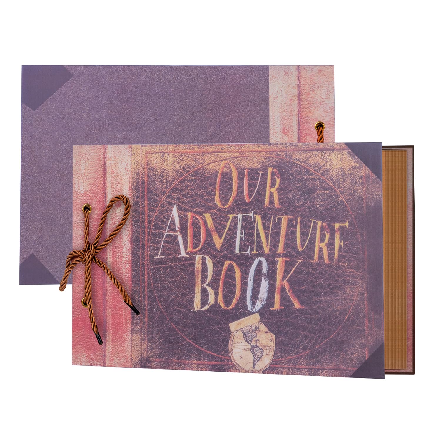 AIOR Photo Album Scrapbook Adventure Book Scrap Book 80 Pages, DIY Handmade Family Retro Memory Book Wedding Guestbook Anniversary Birthday Gifts (A)