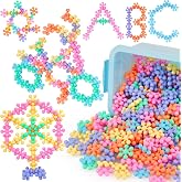 NiToy 300PCS Building Blocks STEM Construction Toy, Macaron Colors | Interlocking Snowflake Discs in BPA-Free Plastic with Storage Case &ndash; Boosts Fine Motor Skills &amp; Creative Play