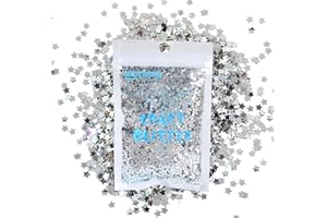 SOURCINGBAY Art Craft Glitter, 3mm Star Shaped Holographic Chunky Flakes Sequins for Slime, Nail Art,Tumblers, Resin Craft, Festival Party - 0.35oz (10g) (Laser Silver)