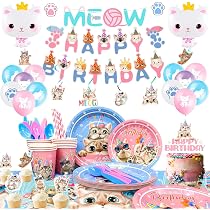 Amazon.com: Suministros para fiesta de cumpleaños de gato, 178 ...
