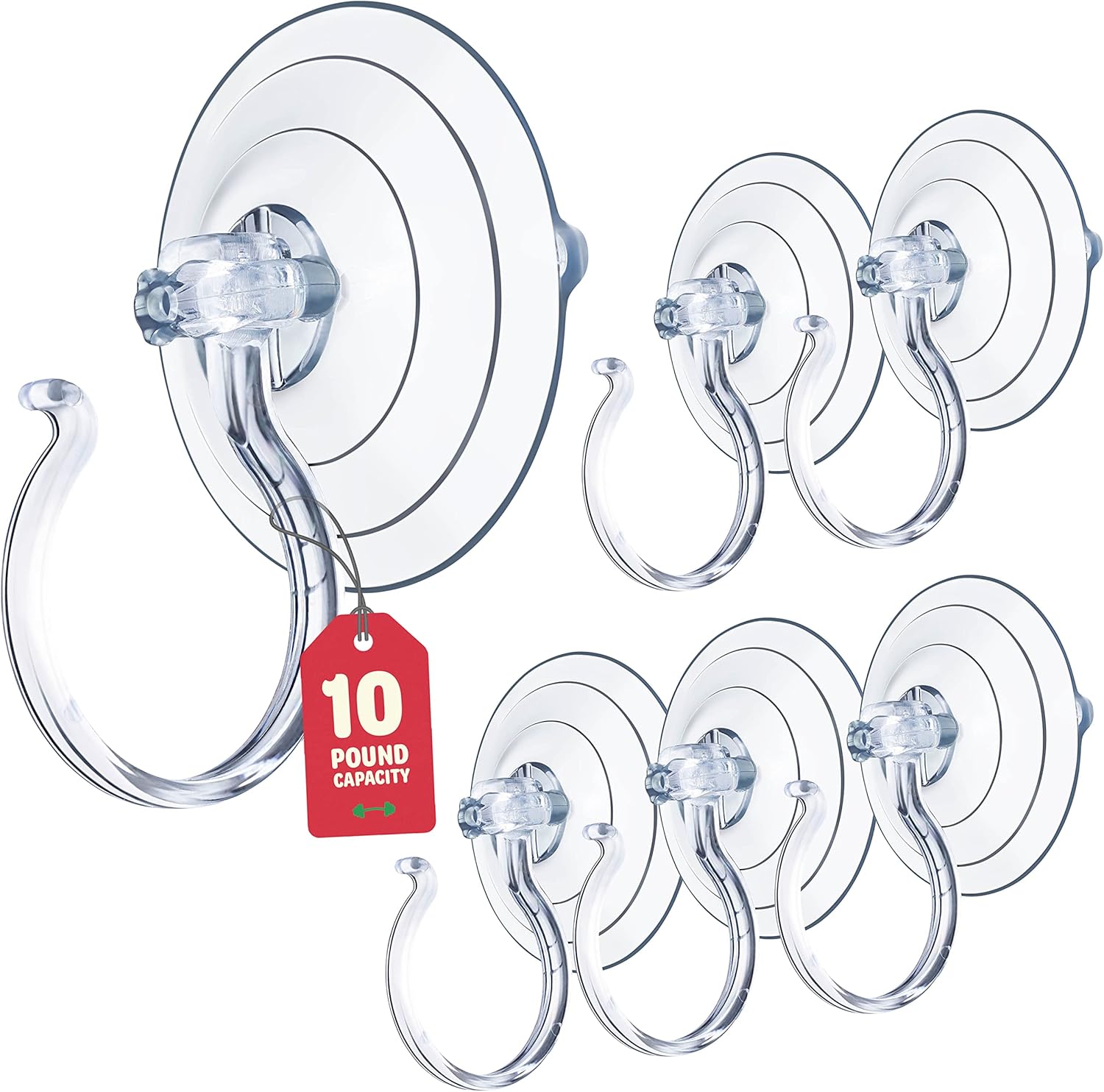 Wreath Hangers - Christmas Wreath Hanger For Glass Front Door [Set of 6] Giant Suction Wreath Hanger, Hang Large or Heavy Wreaths Securely on Glass Doors and Windows up to 10 Lbs - Heavy Duty Wreath Holders - USA Made