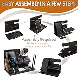Teslyar Wood Phone Docking Station Ash Desk Organizer Black - Nightstand Wallet view 7