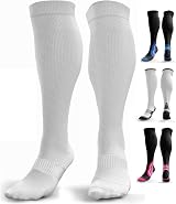 aZengear Compression Socks 20-30 mmHg Knee-High Seamless Toe White L/XL