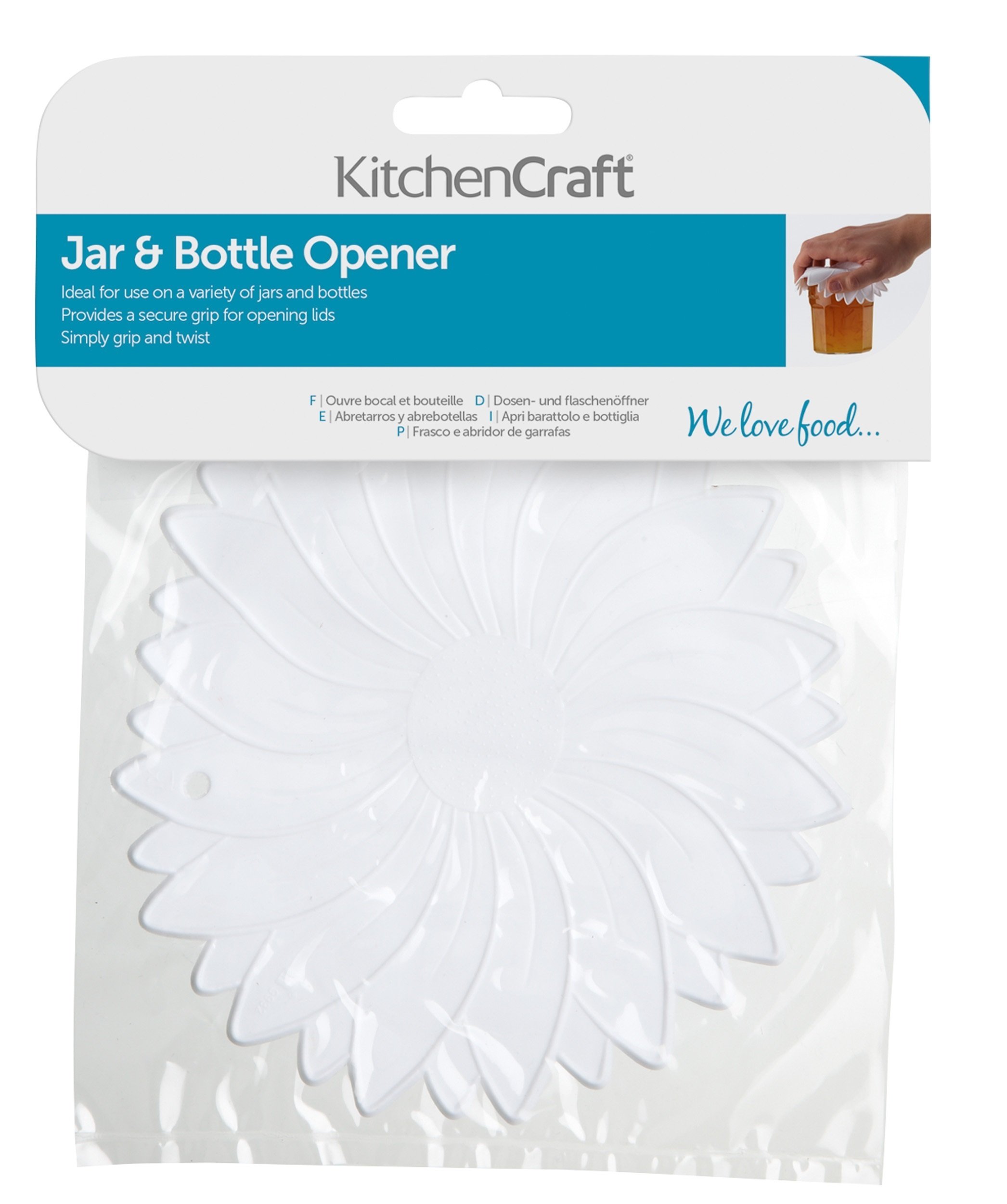 KitchenCraft Rubber Jar Lid/Bottle Opener, 15 cm (6"), White
