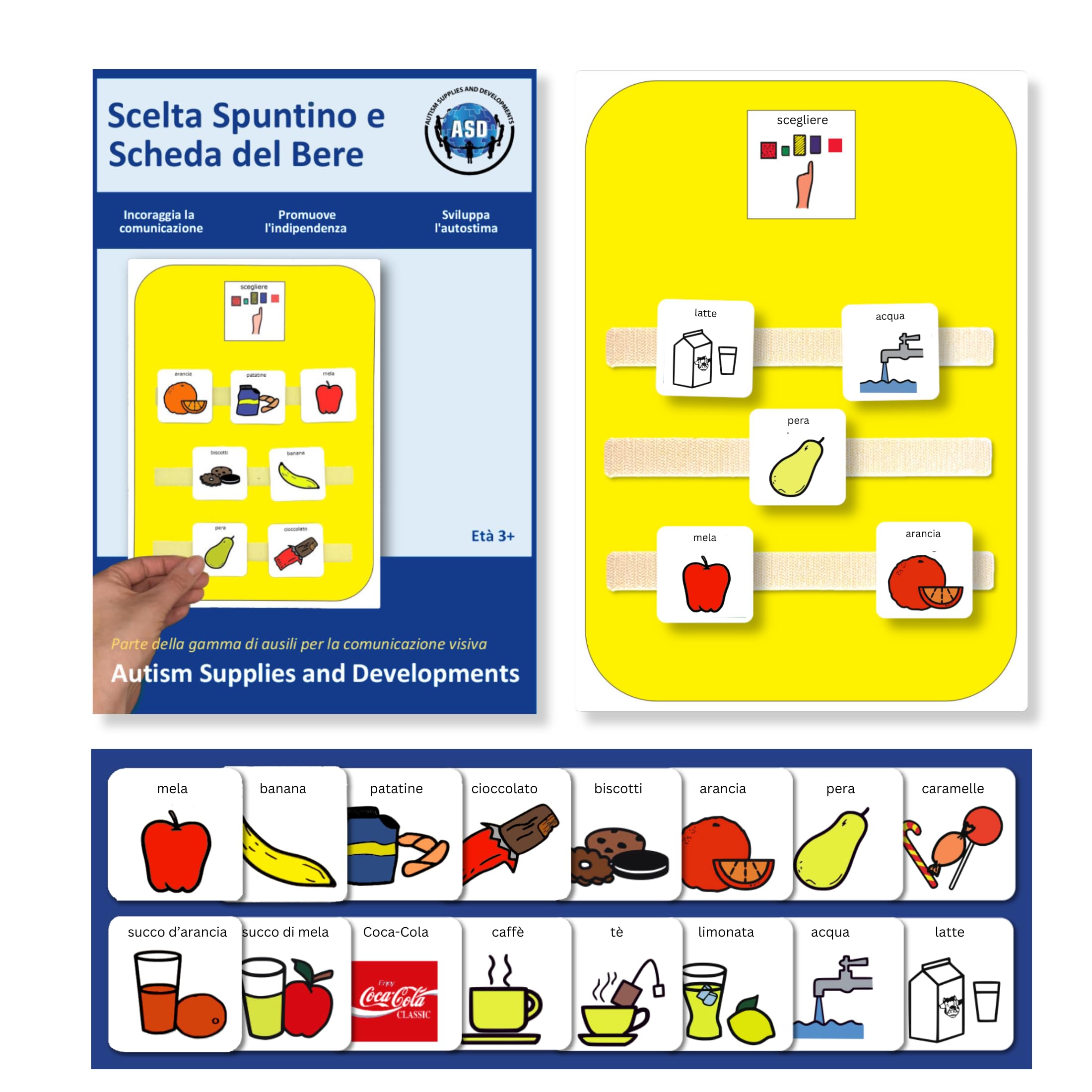 Plastic Visual Snack and Drink Choice Board (Italian)