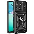 Kukoufey Compatible with Tecno Spark Go 2023 Bracket Shell,Compatible with Infinix Smart 7 X6515,with Slide Camera Lens Cover Compatible with Tecno Pop 7 pro BF7 / Spark Go 2023 Case Black