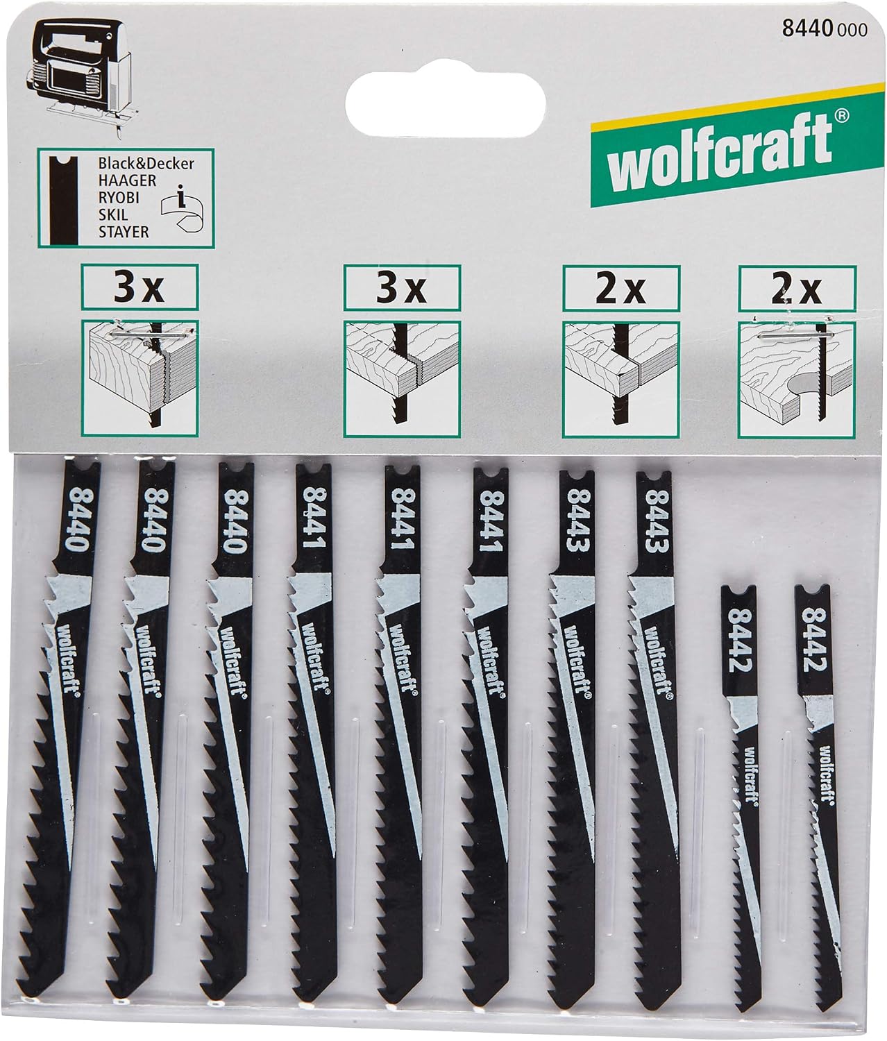 wolfcraft Jigsaw Blade Set 10 Pcs., U-Shank I 8440000, Black - Image 3