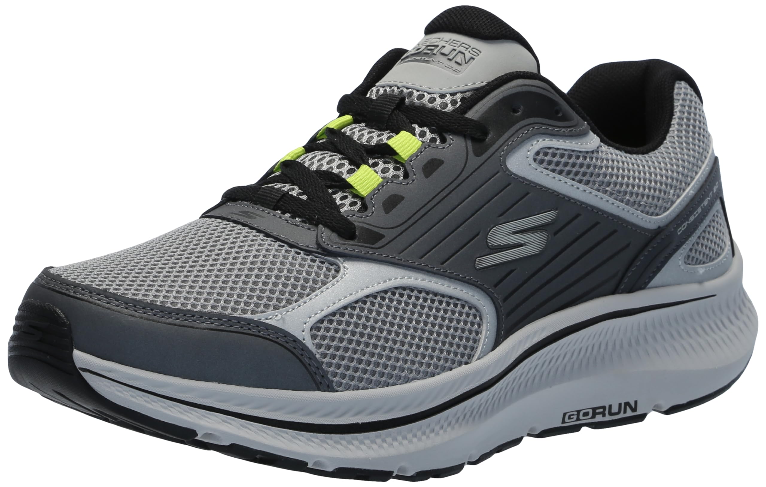 Skechers Men's Go Run Consistent 2.0 Silver Wolf Sneaker, Grey/Black, 12.5 Image