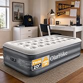 OlarHike 20" H Twin Air Mattress with Built in Pump,Inflatable Bed, 400lb | Comfort Height Inflatable Bed, 3 Mins Inflation, Thicker PVC, Flocked Top, 80Hr Leak-Proof Test Airbed for Guests &amp; Dorms