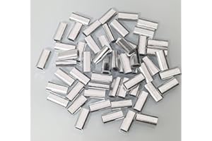 Laxygo 50-100pcs Oval Single Aluminum Crimp Sleeves Fishing Line Connectors Single Barrel Crimp Sleeve Kit