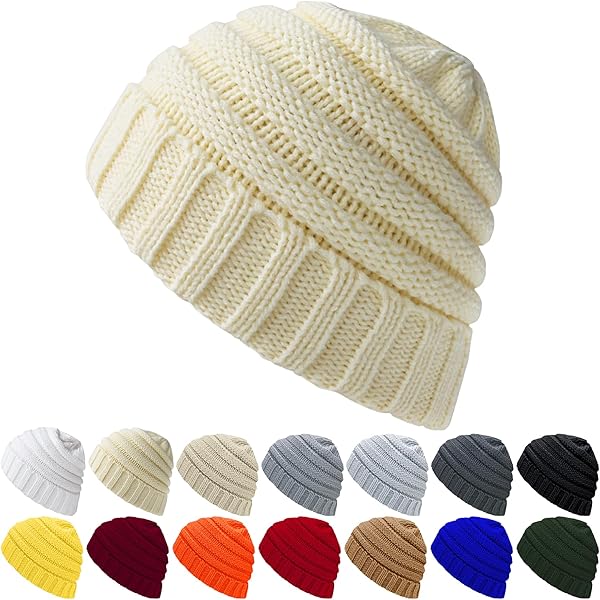 2 Pack Slouchy Beanie Hats For Men & Women – Soft Winter Knit, Unisex, 4 Color Combo