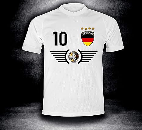 ElevenSports Deutschland Trikot 2018 mit GRATIS Wunschname + Nummer im EM WM Weiss Typ #DE5t - Geschenke für Kinder Erw. Jung