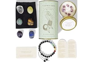 KARMABOX Capricorn Gifts for Women - Capricorn Crystal Set - Tumbled Zodiac Crystals and Healing Stones - Zodiac Birthday Gifts, Astrology Gifts for Women, Horoscope Gifts, Spiritual Gifts for Women