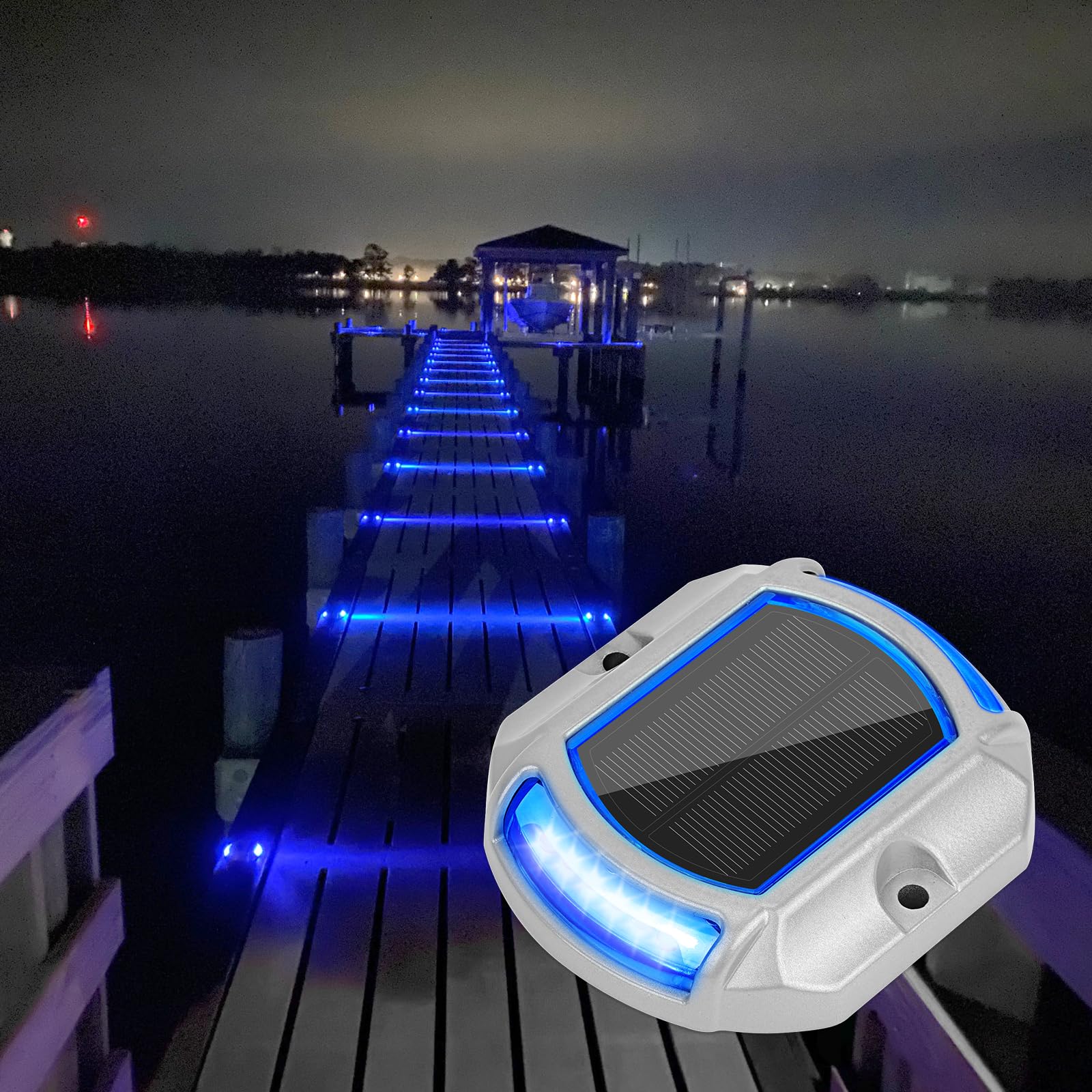 Photo 1 of VOLISUN Solar Driveway Lights Dock Deck Lights 16 Pack,2 Colors in 1, LED Solar Powered Waterproof Outdoor Warning Step Light for Driveway Sidewalk Pathway (2 Colors Lighting,White/Blue)