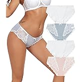 ANLIQI Women Underwear Cotton Lace Panties Ladies Briefs Underpant,Comfortable Elegant Cotton Panty with Bow Undies