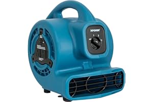 XPOWER P-80A Mini Mighty 138 W 600 CFM Centrifugal Air Mover, Carpet Dryer, Floor Fan, Blower, Stackable, Daisy Chain, for Water Damage Restoration, Janitorial, Plumbing, Home Use