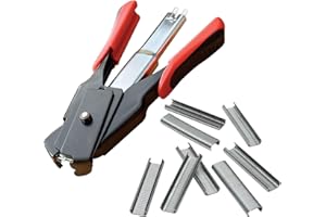 LEM Products Spring-Loaded Hog Ring Pliers, 100 Galvanized Steel Rings, Red and Black