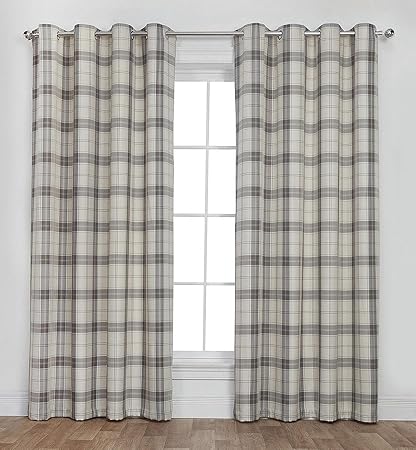 Tesco Woven Check Lined Eyelet Curtains 66 X 90 168cm X 229cm