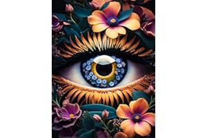 Meothan Eye Diamond Painting Kits for Adults Eyes Diamond Art Kits for Adult Beginners Full Round Drill Flower Diamond Art Painting Gem Art Kits for Home Wall Decor (16x12 inch)