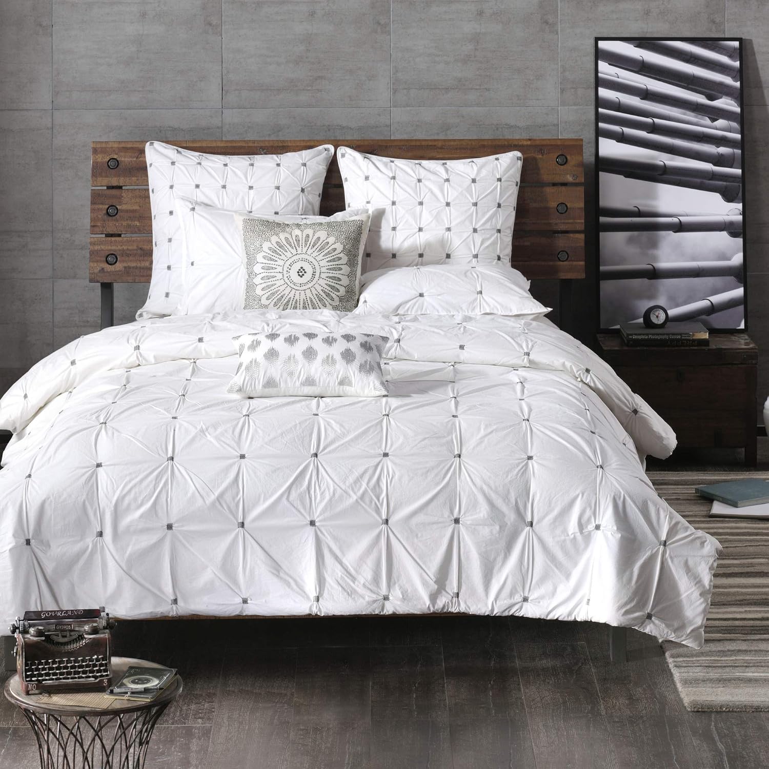 INK+IVY Sofia Cotton Modern Accent Throw Pillow, asual Embroidered Square Fashion Decorative Pillow, 20X20, Grey: Home & Kitchen