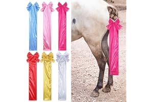 Huhumy 6 Pcs Vibrant Tail Wrap for Horses Breathable Iridescent Horse Tail Bag Guard Slip on 2 Strand Closure Straps Grooming Supplies to Keep Clean from Dirt Breakage Rubbing 6 Designs