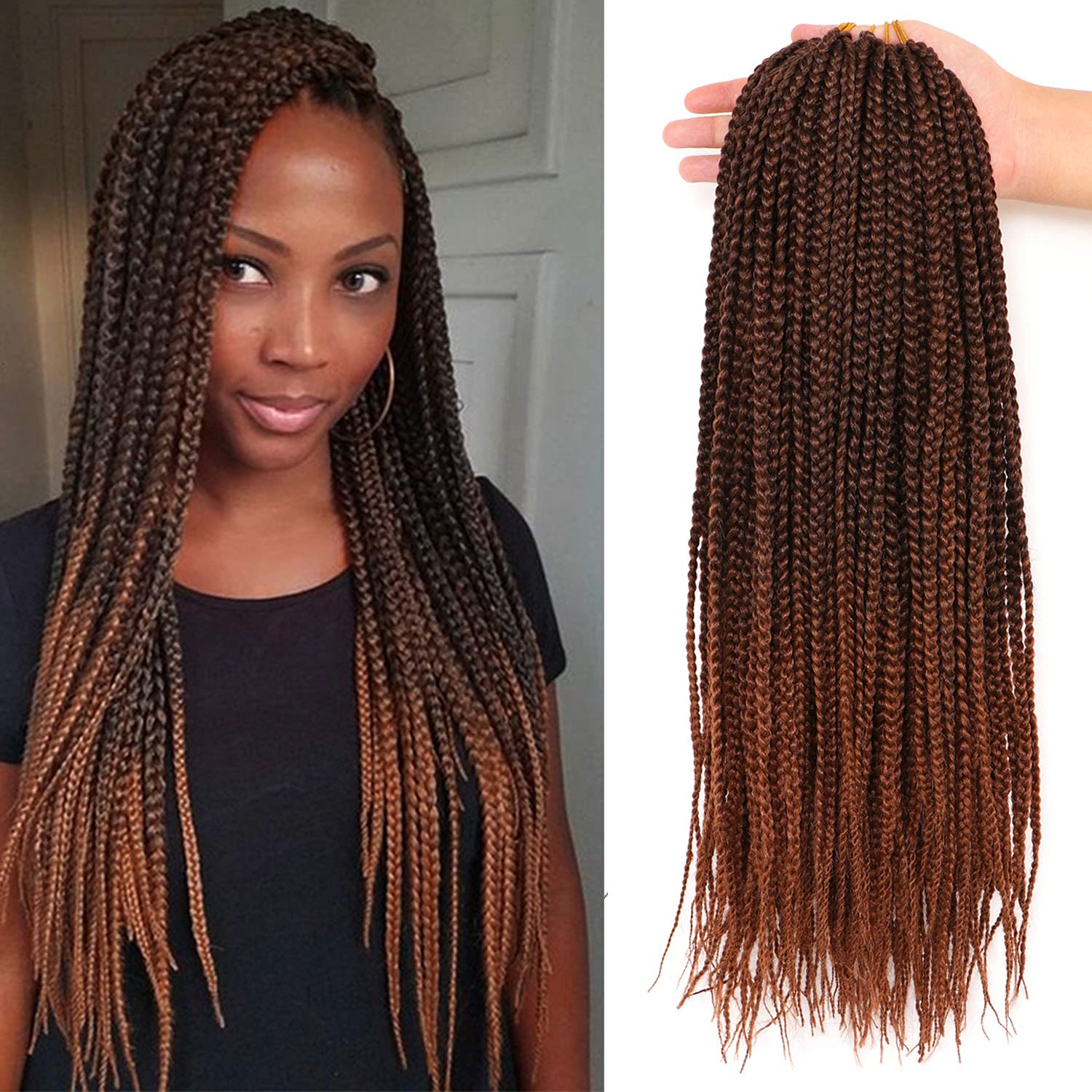 7Packs/Lot Box Braids Crochet Hair Extensions Pre looped Crochet Braids Box Braid Hair for Black Women (14Inch(Pack of 7), #T-30) โ image 1