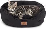 Bedsure Cat Bed Indoor Round 51x48x15cm Removable Pillow Non-Slip Bottom view 7