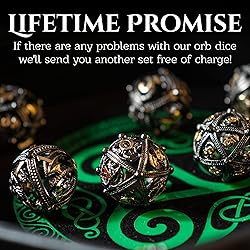 Metal DND Dice Set - Unique Round Hollow Orb Design