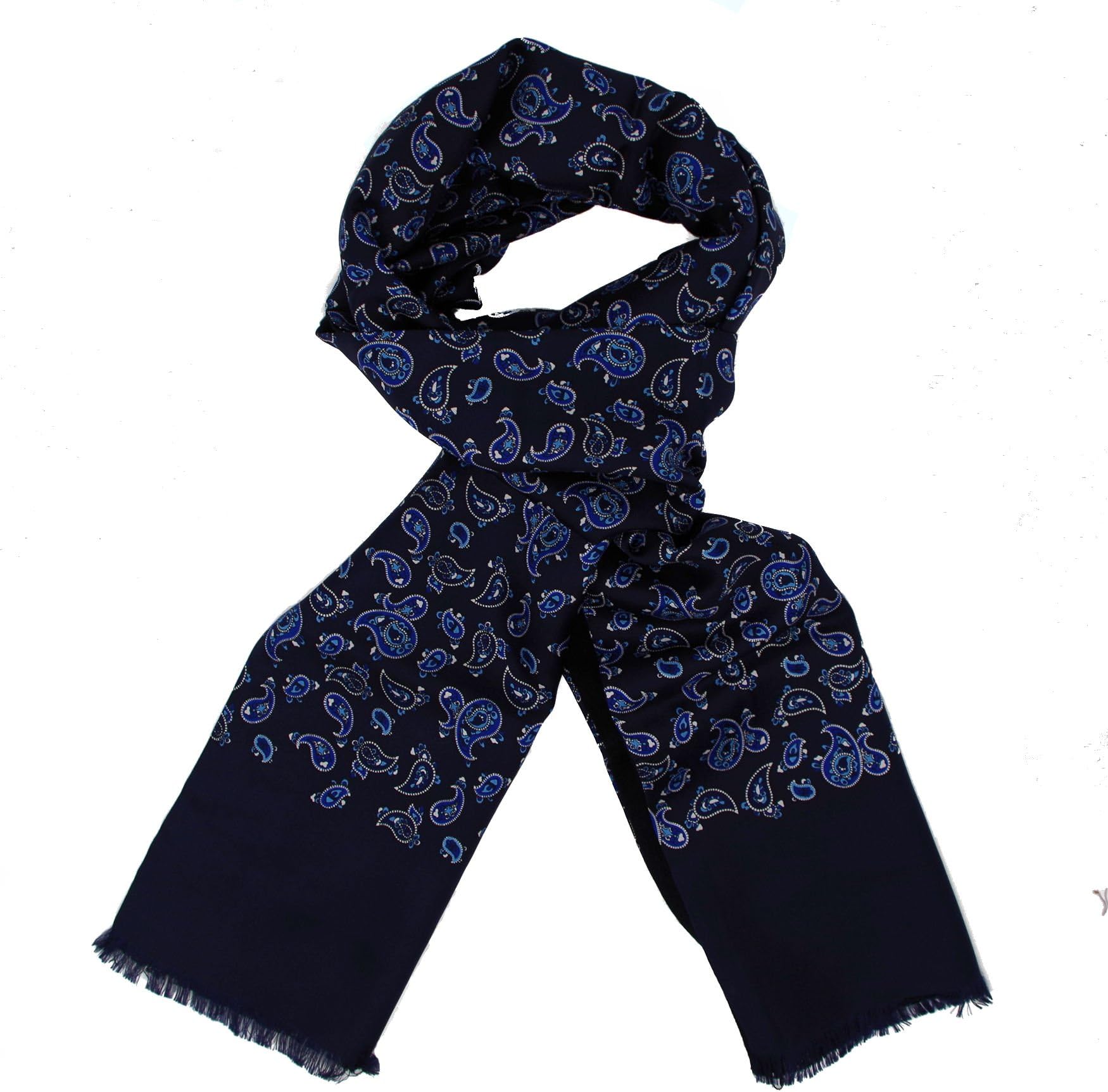 Vintage Style Silk Scarf - NAVY PAISLEY