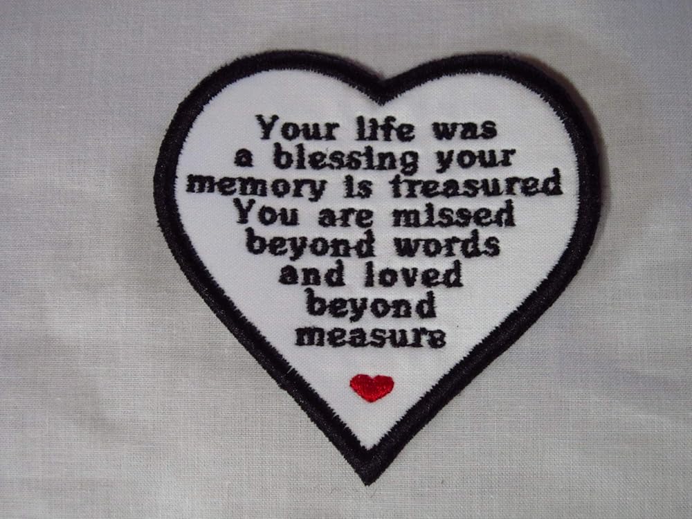 Memory Pillow Patch, blessing verse, heart patch, sew on or