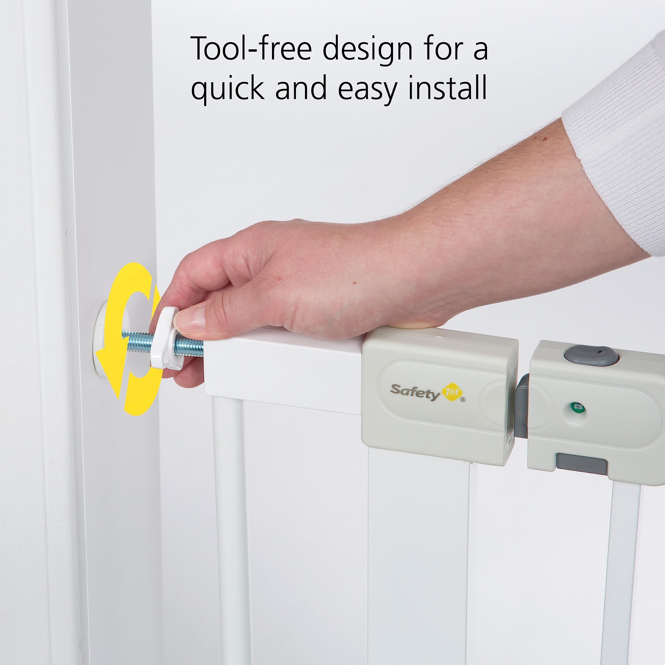Safety 1st Easy Install Baby Gate for Doorways, Auto-Close Pressure-Mounted Magnetic Latch, Indoor Dog Gates, No Drilling, Fits 29