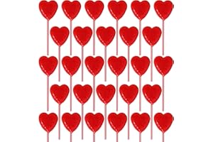 SNACKTERY Red Heart Strawberry Flavor Lollipop - 17.63 oz - 51 Valentines Day Heart Lollipops - Made in Brazil - Individually Wrapped