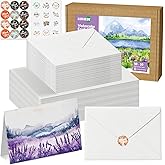 KOVIEDE 50 Pack Foldable Blank Watercolor Cards with Envelopes 4 x 6 Inch, 140lb Heavyweight, 100% Cotton, White, Acid-Free Water color Cards to Paint or Cards Making for Christmas Birthday