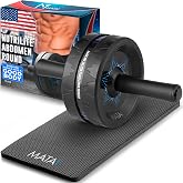 Mata1 Ab Roller Wheel, Abs Workout Machine, Perfect for Core &amp; Abdominal Strength Training, Exercise Wheels for Home Gym w/Knee Pad, Fitness Equipment for Sports