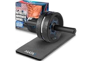 Mata1 Ab Roller Wheel, Abs Workout Machine, Perfect for Core & Abdominal Strength Training, Exercise Wheels for Home Gym w/Knee Pad, Fitness Equipment for Sports