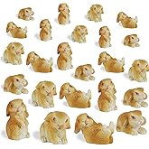 DR.DUDU 24 PCS Mini Bunnies Easter Decor - Mini Resin Animals Rabbits, Miniature Figurines Tiny Animals to Hide, Easter Egg Filler Stuffers DIY Crafts Fairy Gardens Table Decor (Brown)