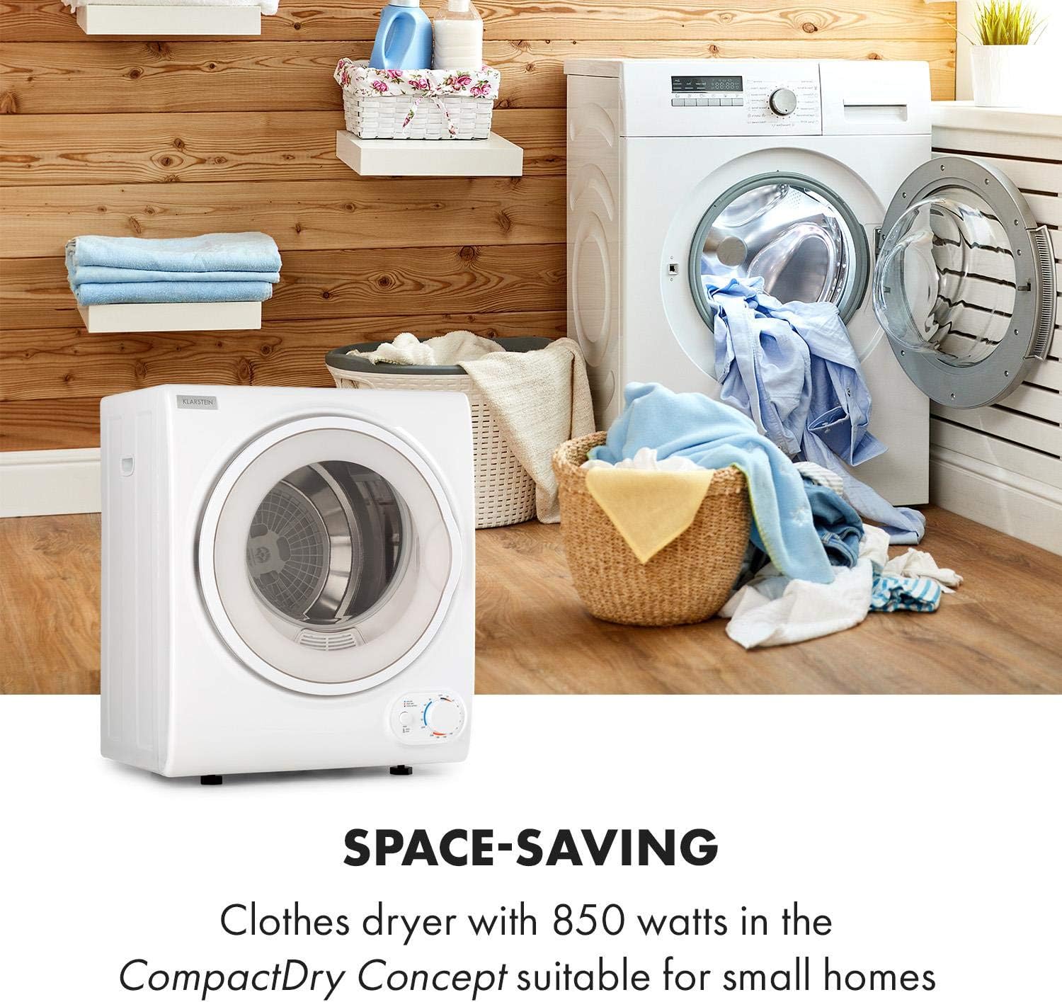 KLARSTEIN Jet Set 2500, Clothes Dryer, Exhaust Air Dryer, Front Loader, 850 W, Free-Standing/Substructure, EEC C, 2.5 kg - Image 4