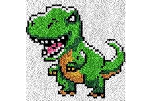 Latch Hook Kit for Adults Beginner, 30x30cm Rug Hooking Kits Supplies Embroidery Stitch Cross with Pre-Cut Yarn Animal Cartoo