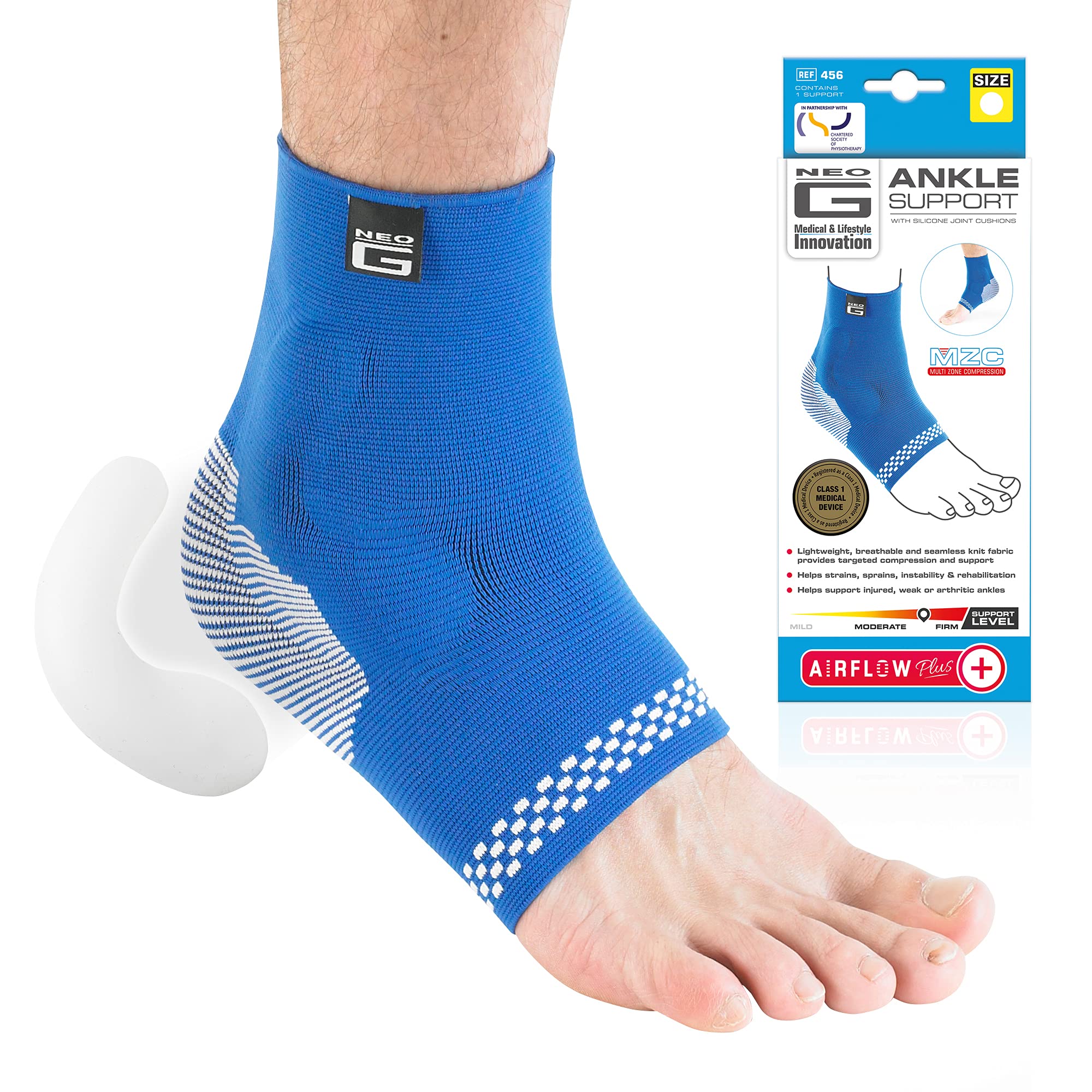 Neo-G Ankle Support for Sprained Ankle, Achilles Tendonitis Support, Injured or Weak ankles, Arthritis - Ankle Brace Foot Support for Ligament Damage. Multi Zone Compression - Airflow Plus - XL