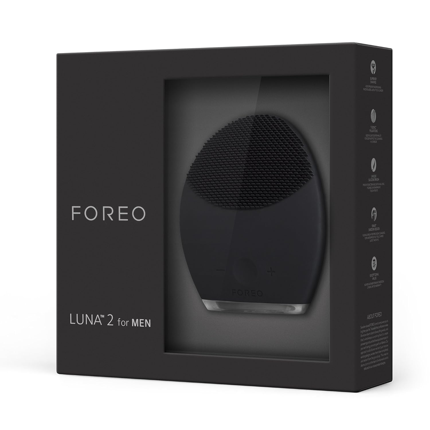 FOREO LUNA 2 Facial Cleansing Brush and Portable Skin Care device made with Ultra Hygienic Soft Silicone for Every Skin Type USB Rechargeable For Men: Premium Beauty